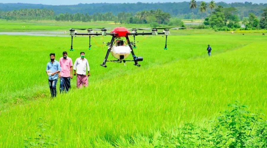 Drones being used by farmers in India